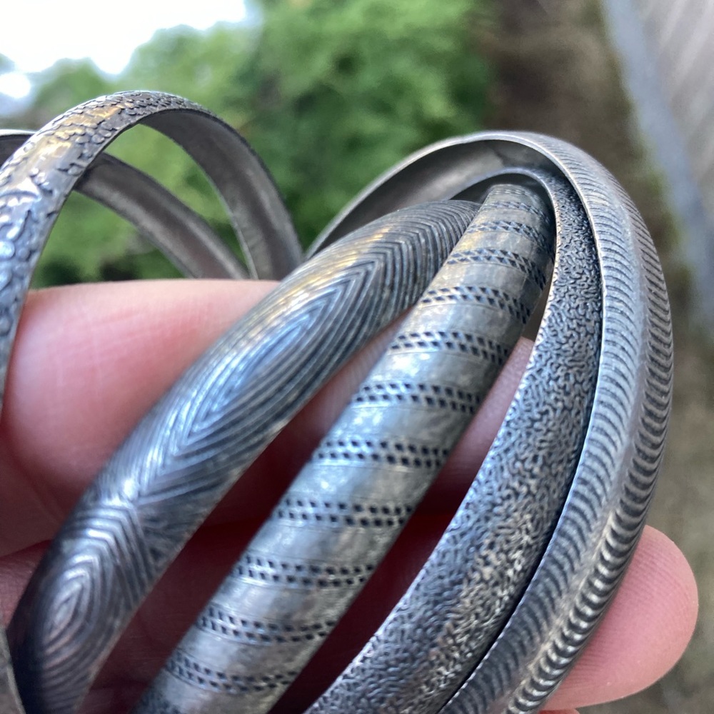 VINTAGE Bracelet SILVER Bangles Set - Picture 3 of 3